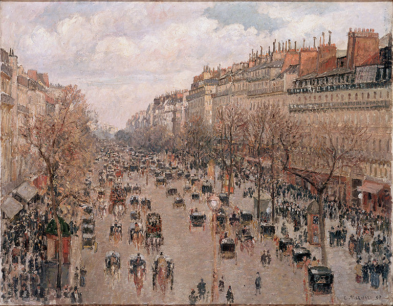 2.1 Society at-Large. Fields: Sociology, Anthropology, Human Geography, Demography*. Image: Boulevard Monmartre in Paris, Camille Pissarro, 1897.