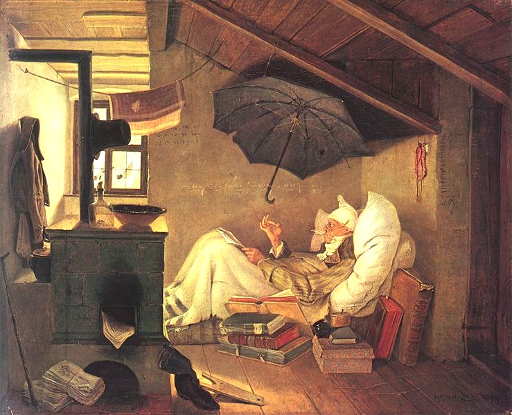 2. 1 Theory. Fields: Comparative Literature, Literary Theory. Image: The Poor Poet. Carl Spitzweg, 1839